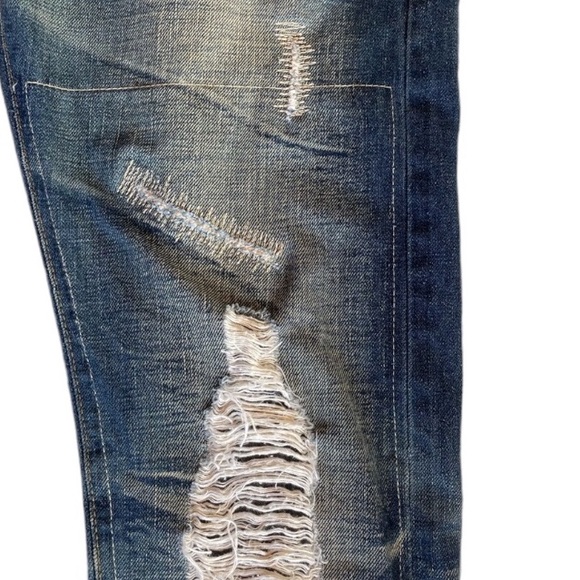 AG Selvedge Japanese Denim Heavily Distressed Jeans with Pure S925 Rivet - Picture 7 of 13